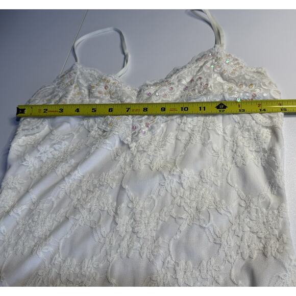 Vtg Y2K Lace Cami Tank Top Jrs L Fairycore Angel Delicate Soft Girl Ethereal - Picture 7 of 9